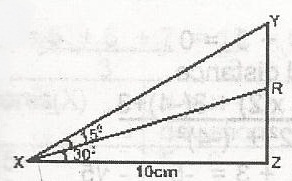 In the figure above, if XZ is 10cm, calculate AY in cm