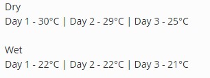 The readings above are for three consecutive days from a wet and dry bulb hygrometer. It can be concluded that the relative humidity for the three days <br>