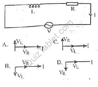 Which of the following graphs shows the correct vector diagram for the circuit above